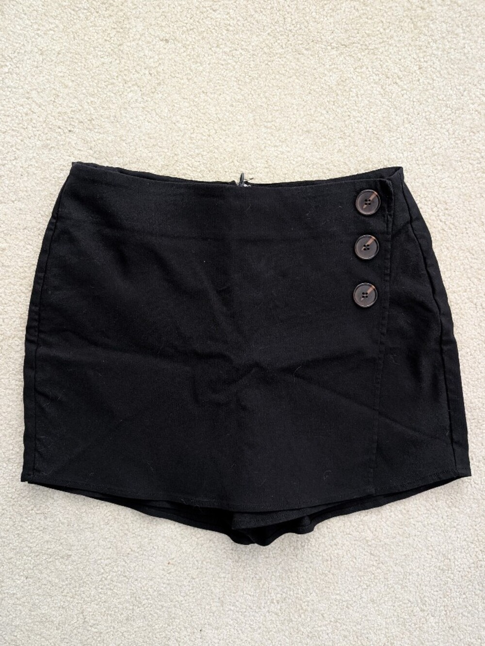 Papaya Black Mini Skort with Side Button Trim